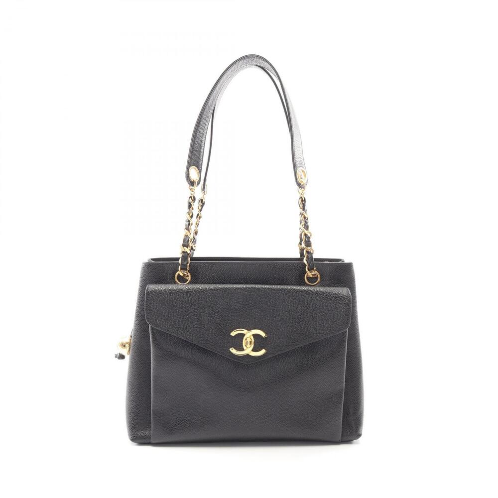Chanel Coco Mark Tote Bag Caviar Leather Grained Calfskin Black